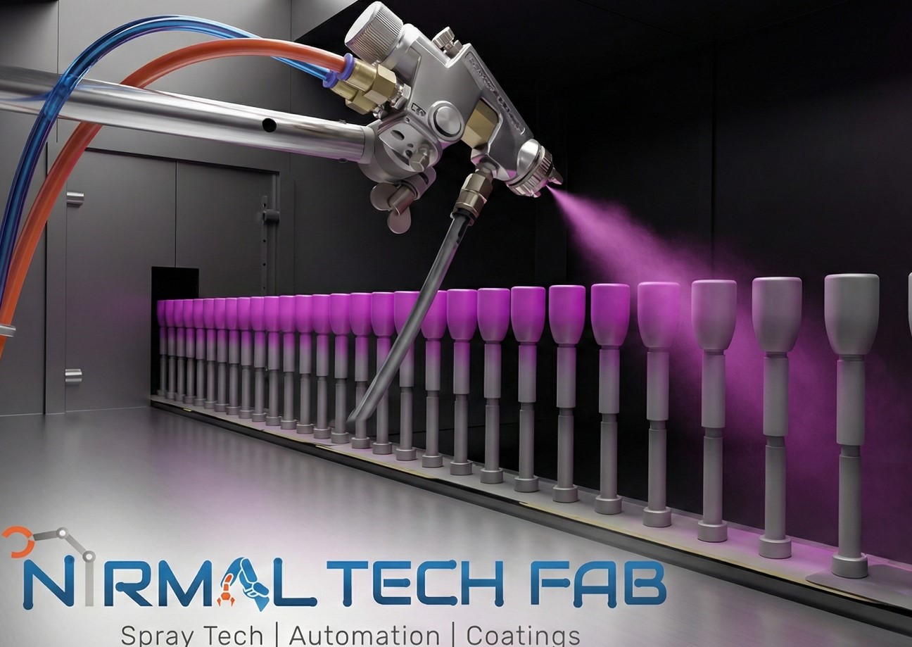 Industrial Auto Spray Equipment – Automated Electrostatic Powder Coating Spray Gun with Robotic Arm, Reciprocator, High-Transfer Efficiency, Programmable Controls for Uniform Coating on Metal Parts, Furniture & Automotive 